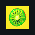 Impressão Em Tela fruta de água original brilhante do kiwi pop art<br><div class="desc">Uma fatia vibrante e colorida de fruta kiwi de uma pintura original do artista Sacha Grossel. Esta grande fruta do estilo pop é verde e muito brilhante e colorida contra um fundo amarelo personalizável. Quirky e original.</div>
