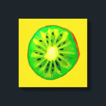 Impressão Em Tela fruta de água original brilhante do kiwi pop art<br><div class="desc">Uma fatia vibrante e colorida de fruta kiwi de uma pintura original do artista Sacha Grossel. Esta grande fruta do estilo pop é verde e muito brilhante e colorida contra um fundo amarelo personalizável. Quirky e original.</div>