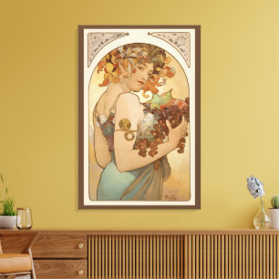 Impressão Em Tela Fruta por Alphonse Mucha, Arte Novo Vintage