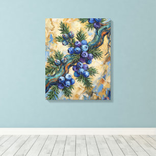 Impressão Em Tela Frutas de Juniper Azul Pintura a Óleo Texturizada