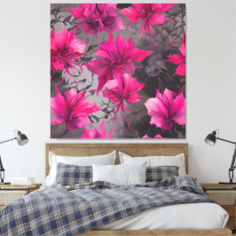 Impressão Em Tela Fuchsia e Charcarbonos - Arte AI