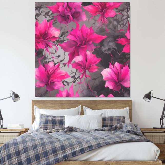 Impressão Em Tela Fuchsia e Charcarbonos - Arte AI (Insitu(Quarto))