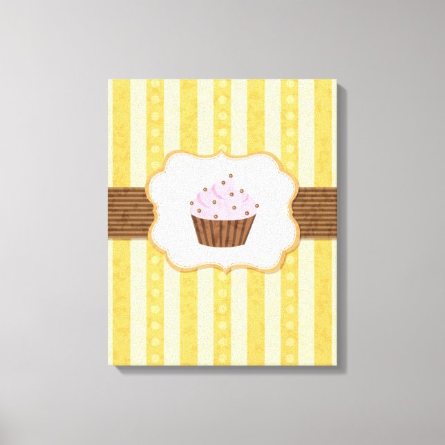 Impressão Em Tela Fundo do Cupcake Vintage (Frente)