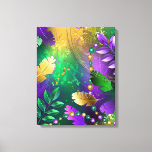 Impressão Em Tela Fundo márdi iridescente com miçangas