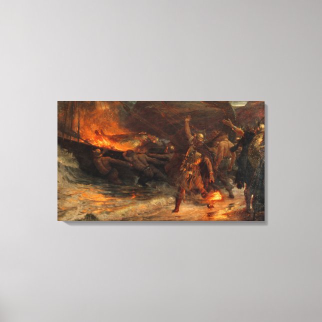 Impressão Em Tela Funeral de um Viking (por Frank Dicksee) (Frente)