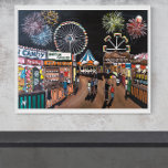 Impressão Em Tela Funfair no Night Painting de Alfred Fox<br><div class="desc">Canvas Print of Funfair at Night Painting de Alfred Fox.</div>