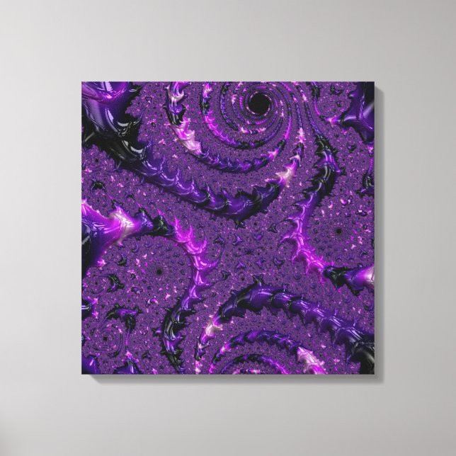 Impressão Em Tela Funky Bold Boho Purple Digital Abstrato Fractal (Frente)