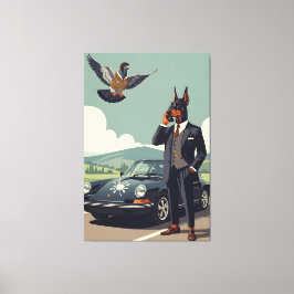 Impressão Em Tela Funny anthropomorphic Doberman Pinscher dog