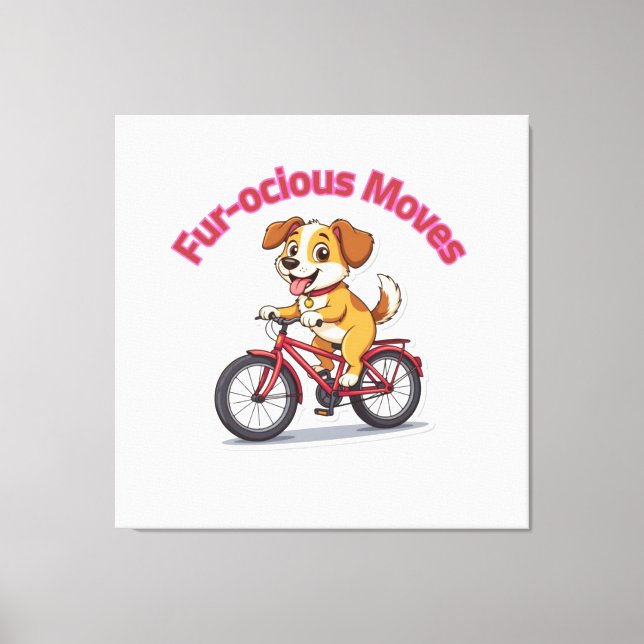 Impressão Em Tela **Funny Cycling Dog – Cute Dog Riding a Bicycle Il (Frente)