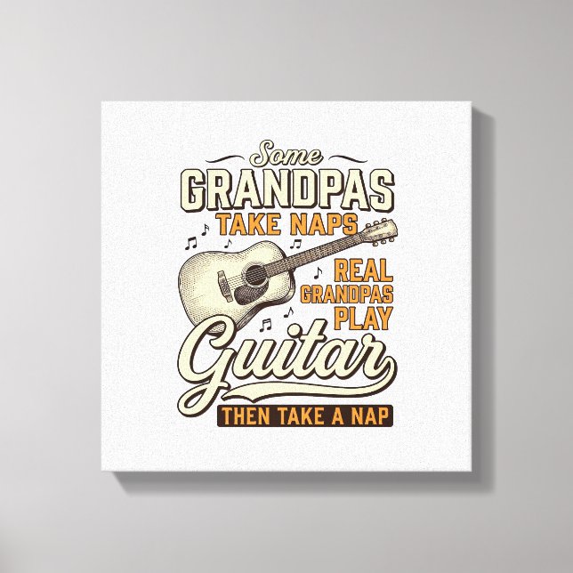 Impressão Em Tela Funny Grandpa Guitar Vintage Engraving Shirt Desig (Frente)