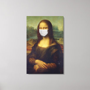 Impressão Em Tela Funny Monalisa Veste Máscara Facial Coronavírus