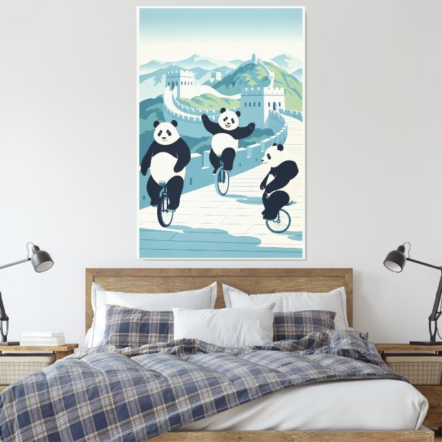 Impressão Em Tela Funny Pandas in China (Insitu(Quarto))