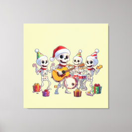 Impressão Em Tela Funny Skeleton Band Christmas & New Year – 3D Cart