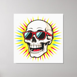 Impressão Em Tela **Funny Skull With Sunglasses – Cartoon Laughing S