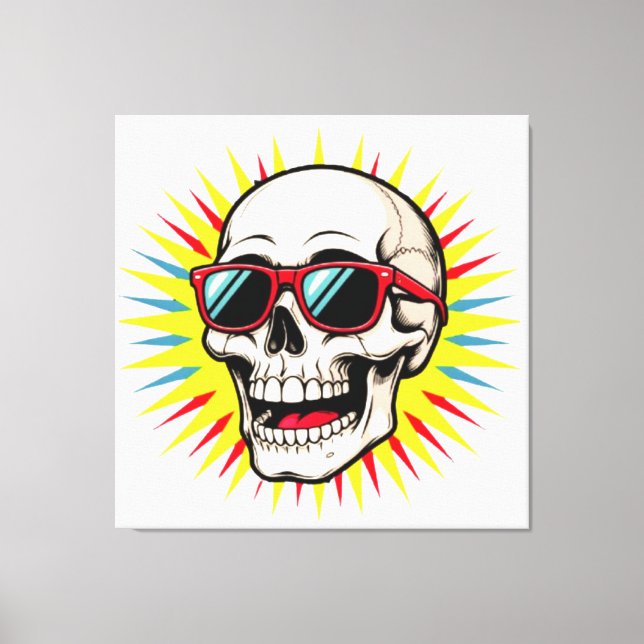 Impressão Em Tela **Funny Skull With Sunglasses – Cartoon Laughing S (Frente)