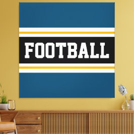 Impressão Em Tela FUTEBOL Azul, Azul, Preto, Listras Amarelas branca