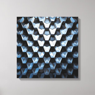 Impressão Em Tela Futurista Abstrato Azul Geométrico Metálico