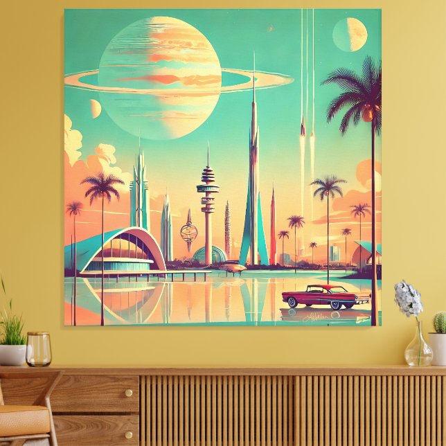 Impressão Em Tela Futurista Atômico Nova Flórida (Insitu(Sala de estar))