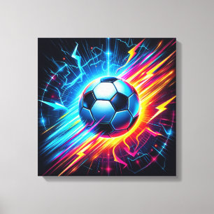 Impressão Em Tela Futurista Bola de Futebol Elétrico Relâmpago