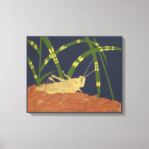 Impressão Em Tela Gafanhoto em Grass Verde em Fundo Azul