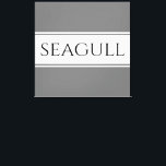 Impressão Em Tela GAIVOTA Listras de Corrida Cinza Branco Moderno El<br><div class="desc">Este design à beira-mar apresenta o texto GAIVOTA dentro de listras de corrida brancas centrais contra listras cinza claro externas.  O texto pode ser personalizado.</div>