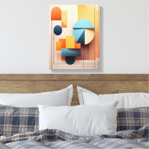 Impressão Em Tela Galeria de Arte Abstrato Geométrico 3D Bauhaus Mod