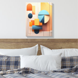 Impressão Em Tela Galeria de Arte Abstrato Geométrico 3D Bauhaus Mod