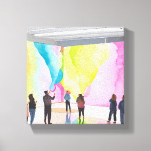 Impressão Em Tela Galeria de Arte   Aquarela Contemporânea Moderna