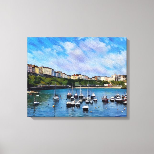 Impressão Em Tela Gales, Porto de Tenby (Frente)