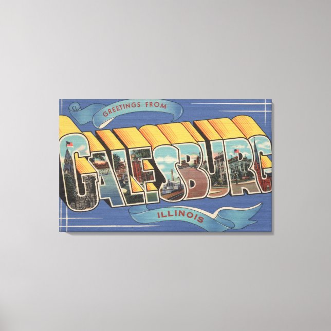 Impressão Em Tela Galesburg, Illinois - Cenas com Letra Grande (Frente)