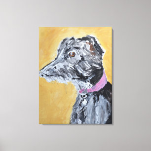 Impressão Em Tela Galgo com Coleira Rosa