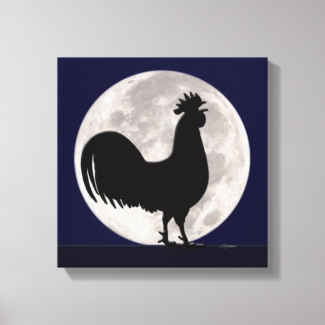 Impressão Em Tela Galo à Lua (Frente)