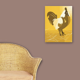 Impressão Em Tela Galo Ave País Animal Amarelo Família Lar