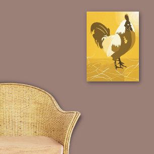 Impressão Em Tela Galo Ave País Animal Amarelo Família Lar