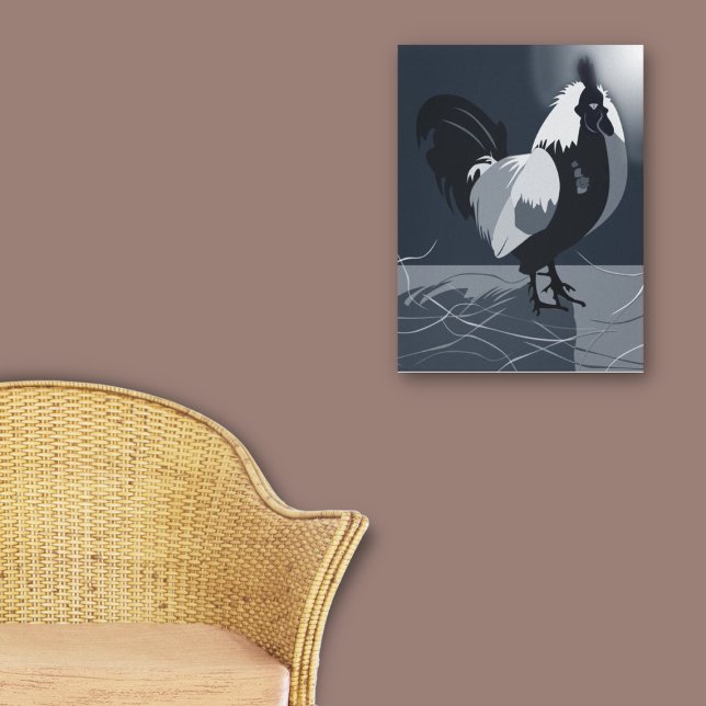 Impressão Em Tela Galo Pássaro Galo Cozinha Azul-Meia-Noite (Rooster Bird Country Animal Midnight-Blue Kitchen Canvas Print, Home & Living
)