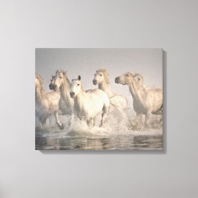 Impressão Em Tela Galopagem de Cavalos na Água do Mediterrâneo (Frente)