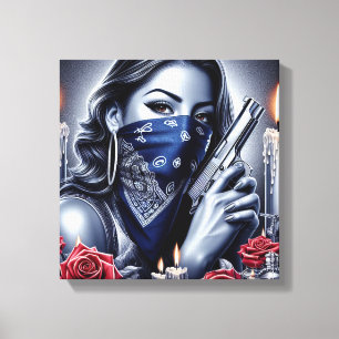 Impressão Em Tela Gangster Girl Hip Hop chicano art Design