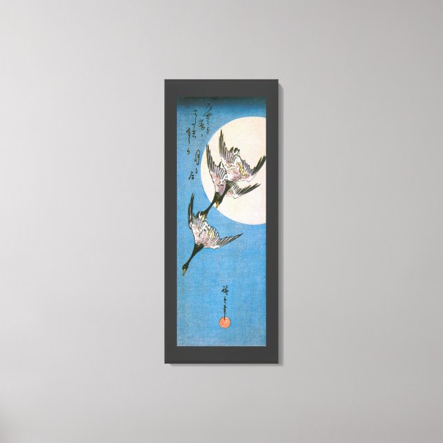 Impressão Em Tela Gansos Selvagens Voando para Baixo Através da Lua, (Frente)