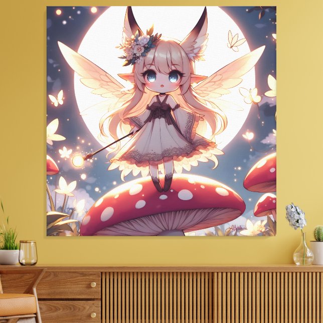 Impressão Em Tela Garota Anime Pixie Hippie Lua Fada (Insitu(Sala de estar))