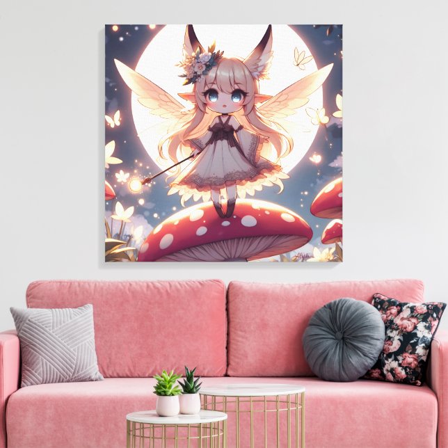 Impressão Em Tela Garota Anime Pixie Hippie Lua Fada (Insitu(Sala de estar))