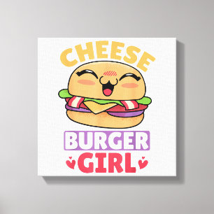 Impressão Em Tela Garota Cheeseburger, Mulheres Hamburger e Cheesebu