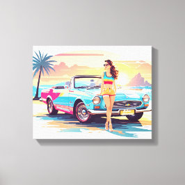 Impressão Em Tela Garota com carro e natureza dos sonhos