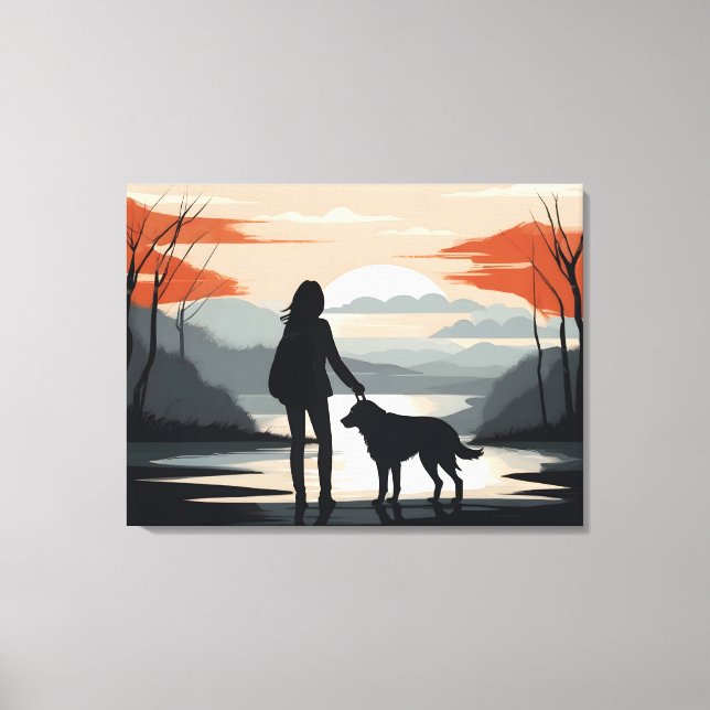Impressão Em Tela Garota com o cachorro (Frente)