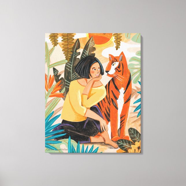Impressão Em Tela Garota com poster de selva de tigre (Frente)