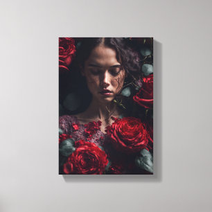 Impressão Em Tela Garota da Rosa vermelha Sortuda