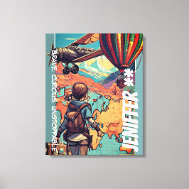 Impressão Em Tela Garota de Aventura, Tema de Viagem Personalizado