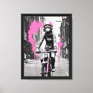 Impressão Em Tela Garota de capacete rosa do estilo cambaleão