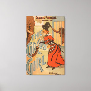 Impressão Em Tela Garota do Circo - Alimentando Elefante e Macaco