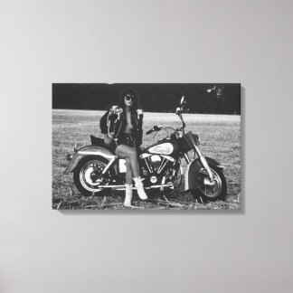 Impressão Em Tela Garota Pinup de Moto