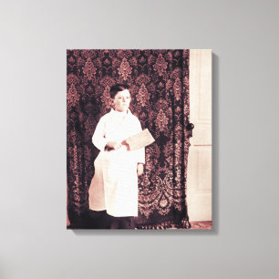 Impressão Em Tela Garoto do açougueiro da década de 1890 com fotogra